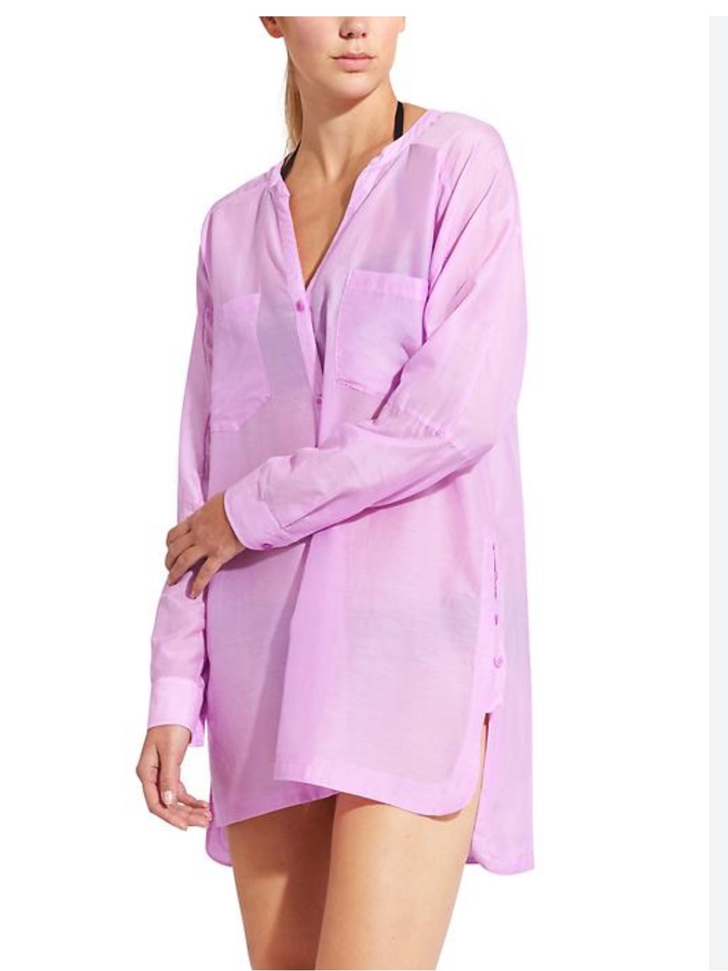 Athleta Kaftan Silk Button Down Shirt In Wild Orchid